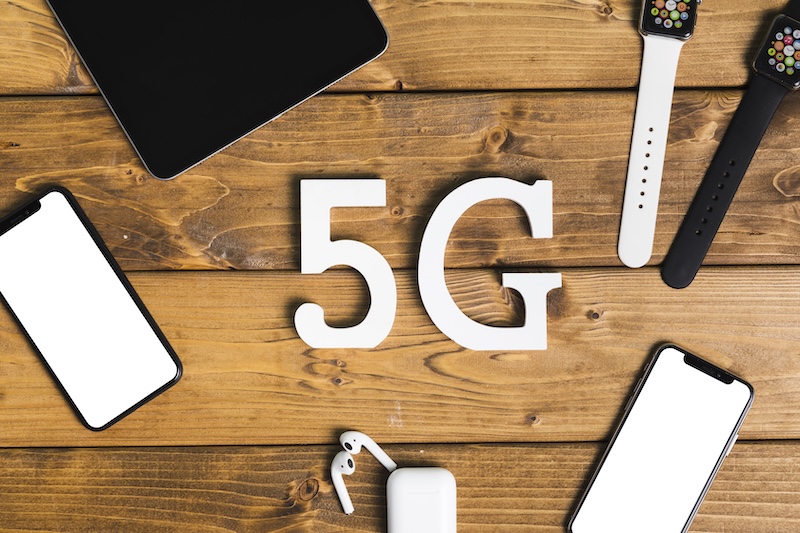 5G, klocka, telefon hörlurar
